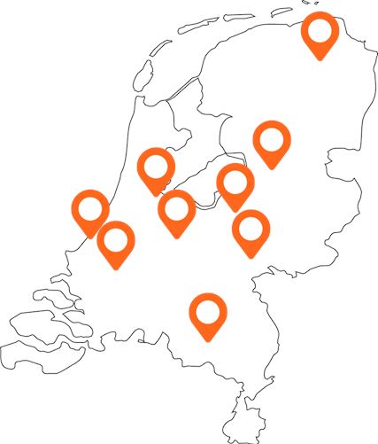 Kaart van Nederland met vestigingen